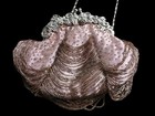 Vtg Art Noveau Microbeaded Purse Silver Repousse Frame Evening Bag Crossbody Ln