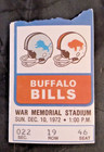 Vintage 1972 Buffalo Bills Vs Detroit Lions Ticket Stub last Game Ever Rockpile