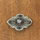 Gorgeous Ornate Antique Art Nouveau Filigree Sash Pin With Purple Glass Stone