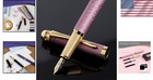 Fine Point Metal Fountain Pen With Frosted Finish     10 Ink Cartridges Included