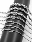 2mm - 7mm 316l Stainless Steel Women Men Rope Chain Necklaces 18-32  