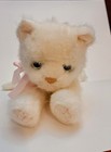 Vintage Ty Classic Isis  Crystal White Cat- Plush  Bean Bag 13  Pink Bow Clean