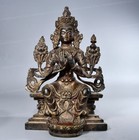 Antique Tibetan Gilded Maitreya Buddha - 12heavy Cast Bronze Altar Sculpture