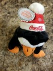 1997 Coca Cola 6  Plush Bean Bag Penguin - Snowflake Cap   Bow Tie  0103 W  Tags