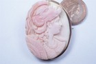 Gold Conch Shell Cameo - Antique Brooch Minerva C1880