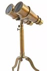 Handmade Brass Binoculars With Tripod Stand 6  10x Magnifier Nautical Decor