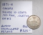 1871-h Canada Silver 10 Cents  925 Au Details Ar28