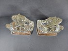 Vintage - Le Smith Bookends Pair - 8  Glass Rearing Horse Equestrian