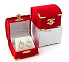 6 Red Velvet   Brass Accent Earring Jewelry Display Presentation Gift Boxes 