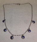 Vintage Native American Navajo Sterling Silver Azurite Maze Charm Necklace