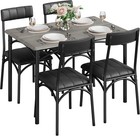 5-piece Dining Table Set  Rustic Steel Frame W 4 Cushioned Chairs  Kitchen Gray
