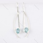 Natural Sky Blue Topaz Gemstone Drop dangle Dainty Earrings 925 Sterling Silver