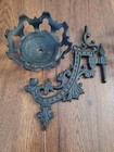 2 Antique Victorian Cast Iron Oil Lamp Sconce Wall Mount Black