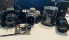 Lot Of Vtg Minolta  2 Cameras  2 Lenses With Cases  Camera Bag  And Neck Strap