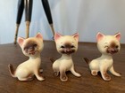 Vintage Siamese Cat Kittens Porcelain Ceramic Figurine Mcm Japan Set Of 3