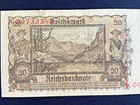 Germany Reichsbanknote 20 Reichsmark Mark 1939 With  good Condition 