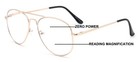 Metal Tear Drop Progressive Reading Glasses - Zero Power On Top - Clear No Line