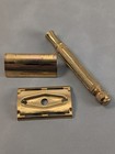 Vintage Lot 1945-1950 Gillette Gold Contract Tech 3-piece Safety Razor   Blades