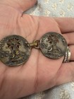 Antique 19th Century Caravel Ship Buttons Rare Connected Pair Cloak Cape Brass