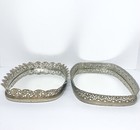 Vintage Ormolu Mirror Vanity Tray Gold Filigree Oval Dresser Hollywood Regency 2