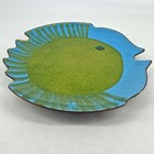 Vintage Mcm Laura Smith Copper Enamel Tropical Fish Shaped Plate