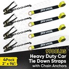 6 Pack Car Tie Down Straps Heavy Duty 9900lbs Lbs For Trailers Wheel Tow Ratchet