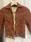 Vintage 40s 50s Kids Youth Boys Suede Fringe Western Jacket Pioneer