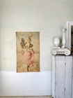 45x26 Painted Wall Art Antique Victorian 19th Century Mural Tapestry Decor Hang