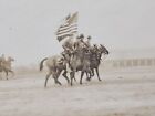 Antique Photo Western Us Army Horse And Wagon Troops Calvary Marching Rrp242