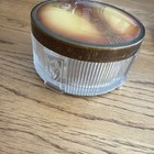 Vintage 1950   s Vanity Dresser Footed Art Decor Ribbed Glass Powder Trinket Jar