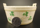 Belleek Open Butter Tub 3rd Mark Porcelain Shamrocks Handles Ireland Vintage
