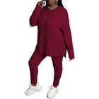Women s 2pcs Outfits Plus Size Long Sleeve Sweatsuits Hoodies Tracksuit Sets