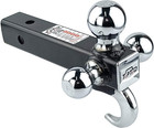 Trailer Receiver Hitch Triple Ball Mount With Hook Chrome Balls Fits For 2 Inch