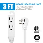 Dewenwils 2 Pack 3 Ft Extension Cord With Flat Plug 3 Grounded Outlets 16 3 Awg