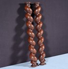 21  Pair Of French Antique Solid Oak Wood Barley Twist Posts pillars balusters
