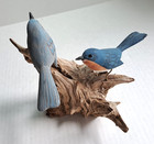 Vtg Eastern Bluebird Original Wood Carving Art Eugene Ownby Handmade Signed Bird