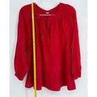 Old Navy Womens Sz Xl Red Metallic Pinstripe Tassel Tie Peasant Blouse Top