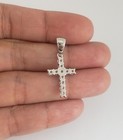 Women 925 Sterling Silver Simulated Diamond Cross Pendant Cuban Chain Necklace 