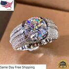 Fashion Cubic Zircon 925 Silver Plated Ring Jewelry Women Wedding Gift Sz 6-10