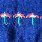 Vintage Hand Knit Kids Sweater Blue Umbrella Pattern Raglan Pullover 70s 80s