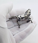 Vintage Italian Handmade Genuine Silver Horse In Full Gallop Detailed Figurine