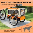 Folding Dog Bike Trailer 20  Wheels Heavy Duty Steel Frame Orange For Cycling