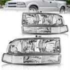 For 98-04 Chevy S10 Blazer Chrome clear Corner Headlights W  Bumper Headlamps