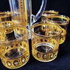 Culver set Of 9 vintage 22k Gold Lowball Glasses Pitcher Barware Cocktail