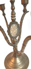 Antique 4 Arm 5 Candle Brass Candle Stick Holder Candelabra 9  With Medallion