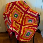 Handmade Vintage Afghan Granny Square Crochet Throw Blanket  Multicolor  40x42in