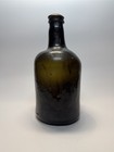 Mid-19th C Black Glass Ale Bottle Applied Lip Old Smooth Base Olive Amber