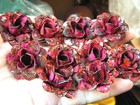 Ten Pink Distressed Metal Art Roses  Flowers For Crafts  Jewelry  Embellishment