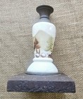Antique 19th Century Porcelain Hand Painted Farm Scene Cast Iron Base   Brass   