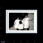 Old Vintage Photo Trio Young Girls Holding Hands Cute Dress And Hat Snapshot